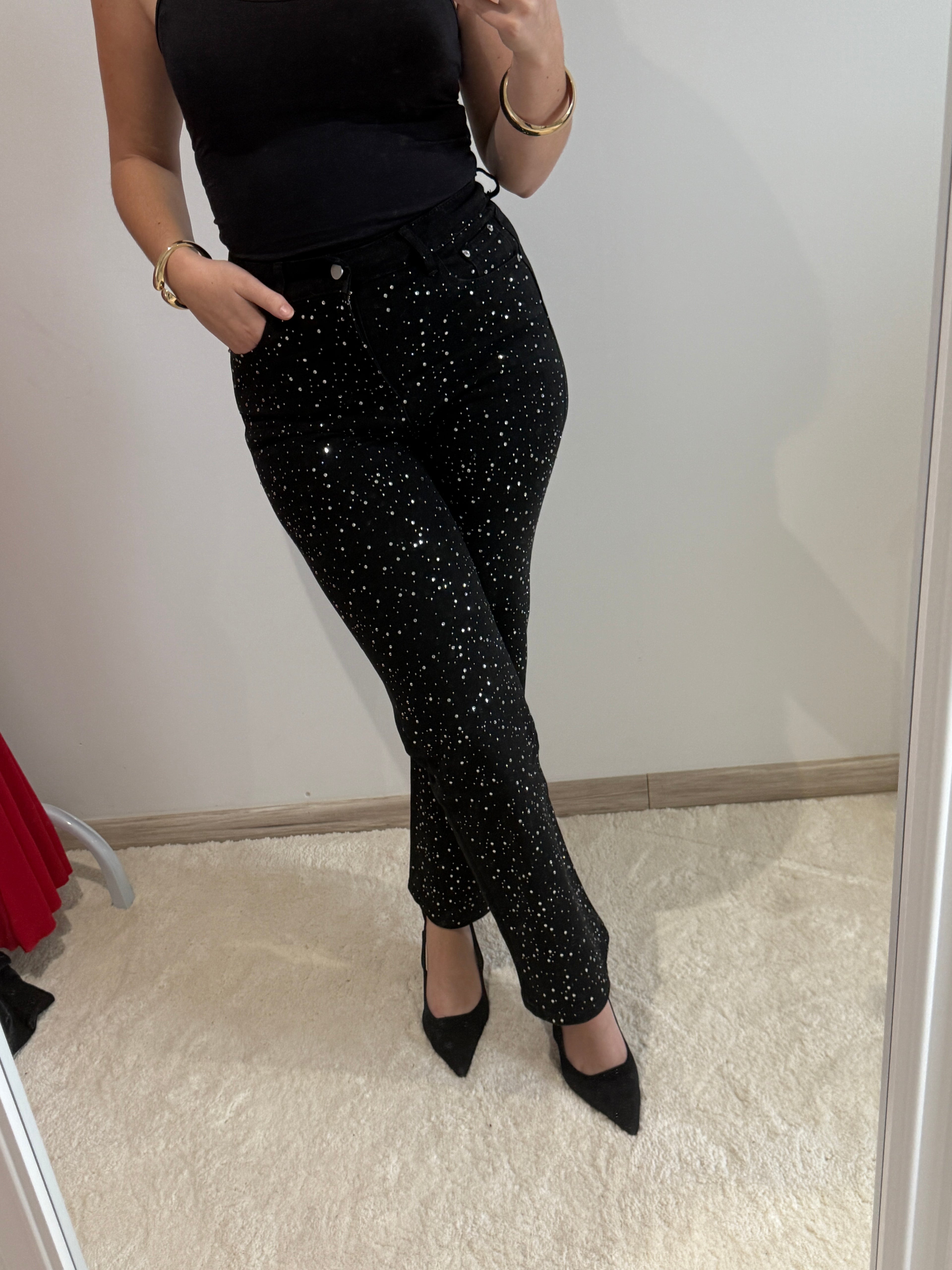 Jean noir à strass