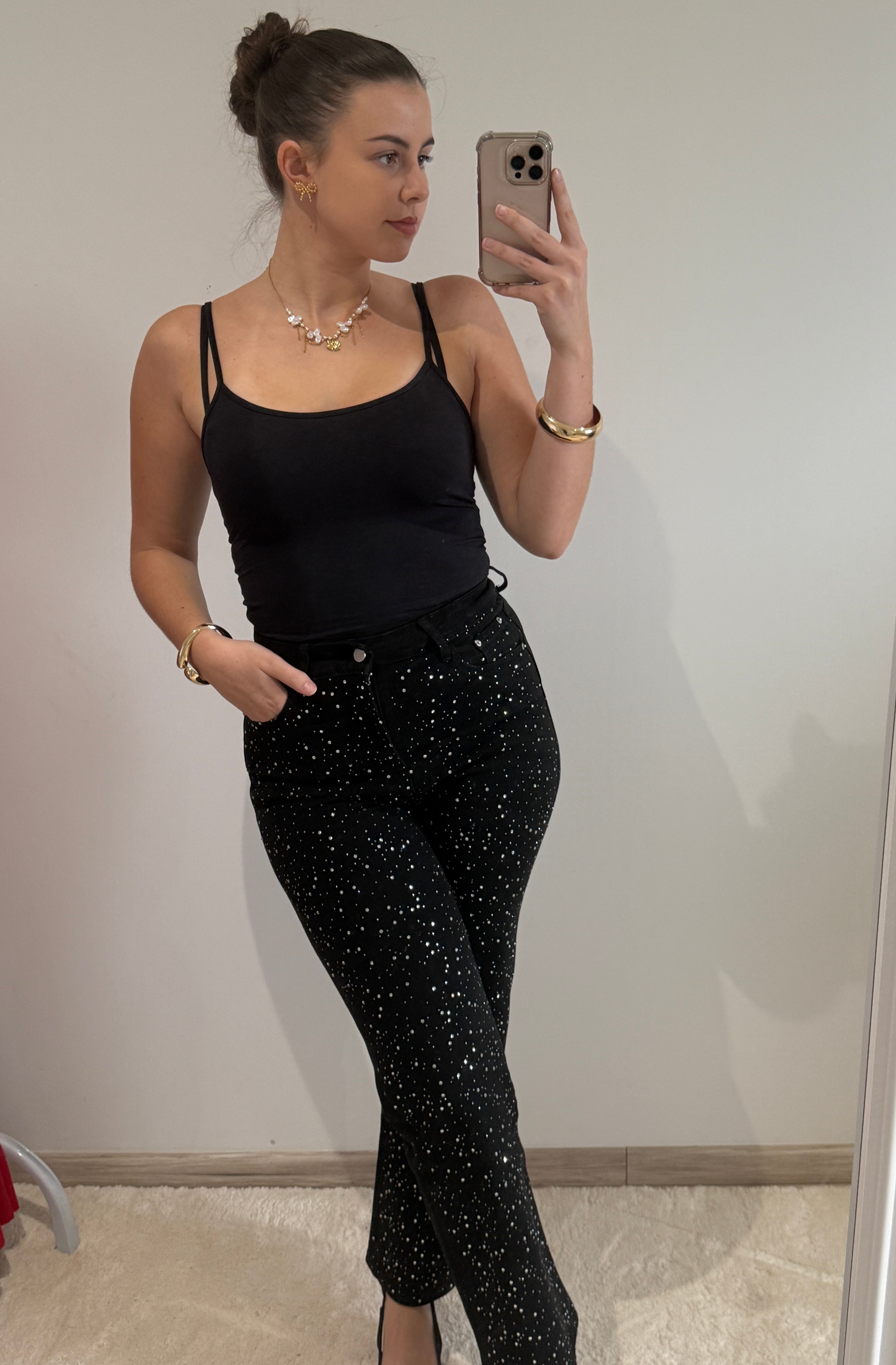 Jean noir à strass